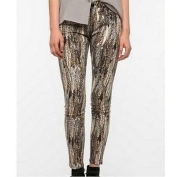 BDG High Rise Cigarette Ankle Skinny Jeans Tan & Black animal Print Women’s 25 - Picture 2 of 7